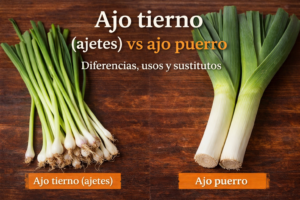Ajo tierno (ajetes) vs ajo puerro: diferencias, usos en cocina y sustitutos